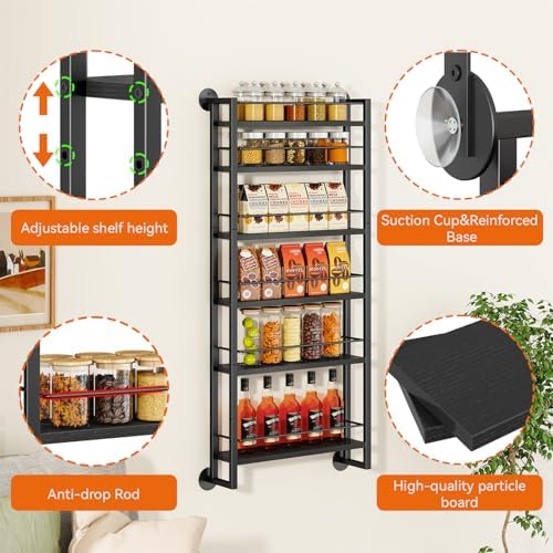 IBUYKE Over the Door Spice Organizer,Door or Wall Mount,Black TLJ028B