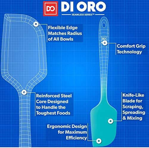 DI ORO Large Silicone Spatula - 600F Heat Resistant, Teal