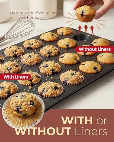CARTMAN 24-Cup Mini Muffin Pan, Nonstick Carbon Steel Mini Cupcake Tin