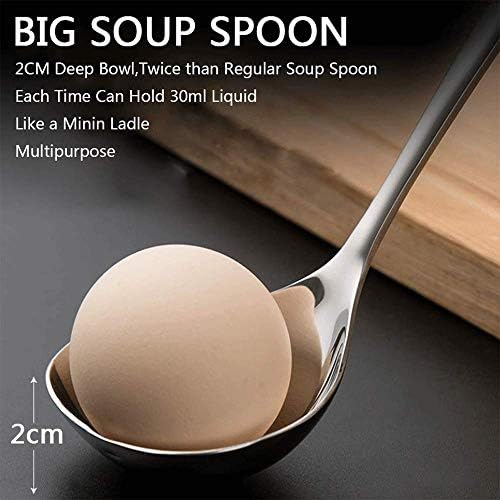 18/8 Stainless Steel Mini Ladle Deep Soup Spoon - 6.7inch (4 Packed)