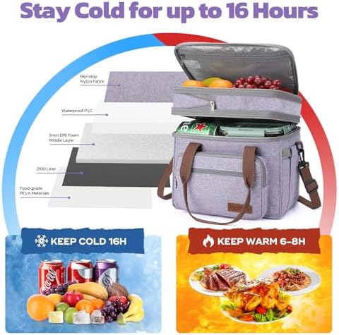 Maelstrom 23L Insulated Lunch Box, Expandable Double Deck Cooler Bag