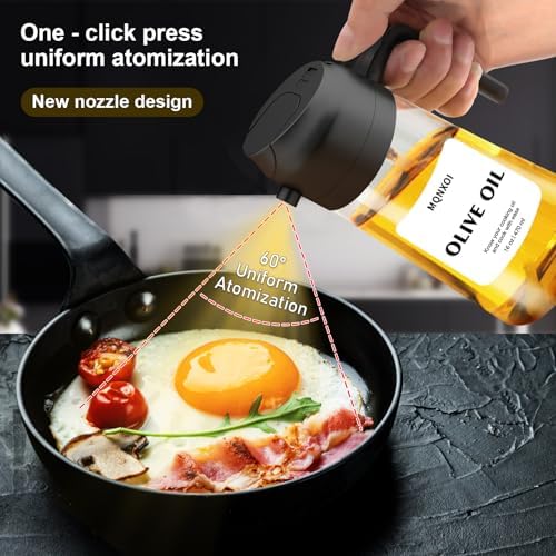 Olive Oil Sprayer for Cooking, 16oz Glass 2 in 1 Oil Dispenser Bottle