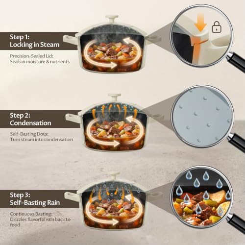 BEZIA 5.7 QT Lightweight Ceramic Nonstick Dutch Oven with Lid, Stock Pot