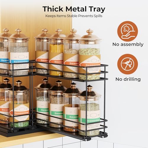 Mystozer Pull Out Spice Rack Organizer for Cabinet, Slide Out Spice Racks
