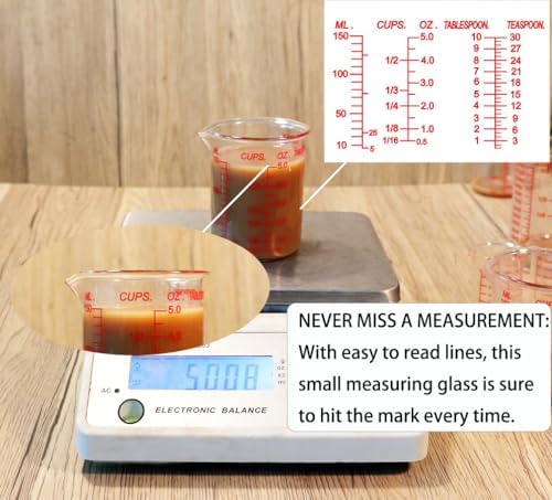 Ackers BORO3.3 Glass Measuring Cup, V-Shaped Spout, 150 mL / 5 oz, Single