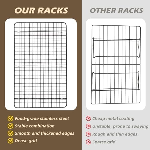 Pleafind 3 PCS Stackable Cooling Rack -16 x 10 Inch Wire Rack, Heavy Duty Stainless Steel Baking Racks, Cooling Racks for Cooking and Baking Cookie Pizza Cake, Oven and Dishwasher Safe
