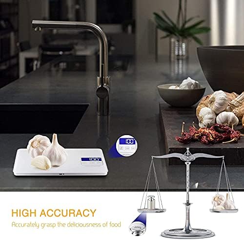 MEGAWISE Digital Kitchen Scale, 33 lb, Rechargeable, 1 g/0.04 oz, White