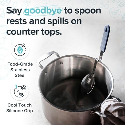 Souper Cubes Stainless Steel Spoon with Silicone Grip & Pot Hook, Blueberry