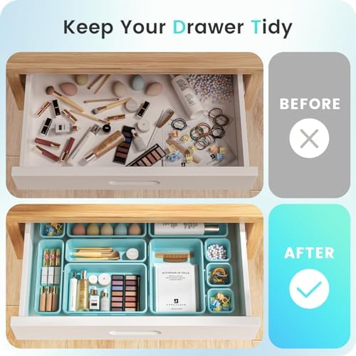 A-LuGei 【Military Grade】 Drawer Organizer for Vanity Bathroom Makeup Desk