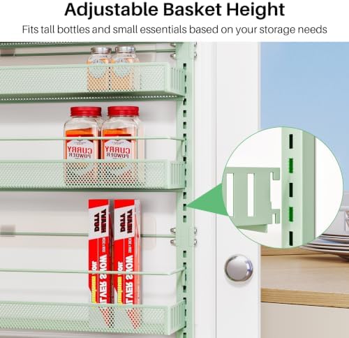 SNTD 8 Tiers Over the Door Organizer, 17" W x 6" D x 69" H, Green