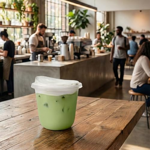 TOSSWARE NATURAL 12oz Arc Bundle - Plant Based 98mm Clear Cold Cups + Sip Lids - Plastic Alternative for Parties, Bachelorettes, Weddings - Recyclable - Set of 50