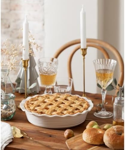 Deep Pie Dish for Baking, Deep Dish Pie Pan, Off-White