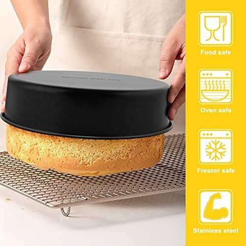 E-far 8 Inch Cake Pans Set of 2, Nonstick Small Cake Pans & Parchment Paper
