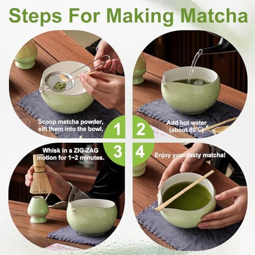 Clay&Fire Matcha Whisk, Handcrafted Bamboo Whisk for Matcha Powder (Light green)