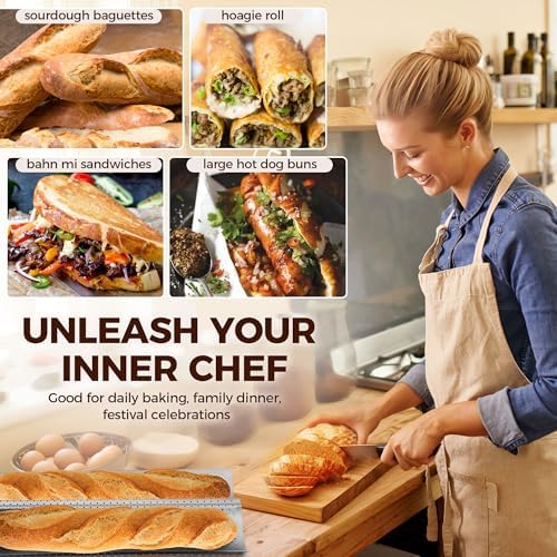 Yupjlia Baguette Bread Pan, Nonstick Perforated French Bread Baking Pan