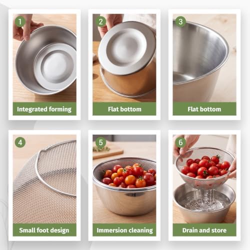 Baderke Mini Colander Strainer, 7.09 x 2.95 Inches, Round, 2 Pcs