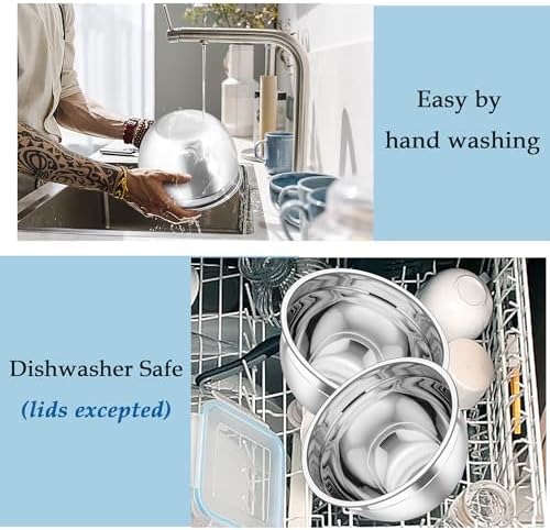 TeamFar Mixing Bowls, Stainless Steel Nesting Salad Bowls Set