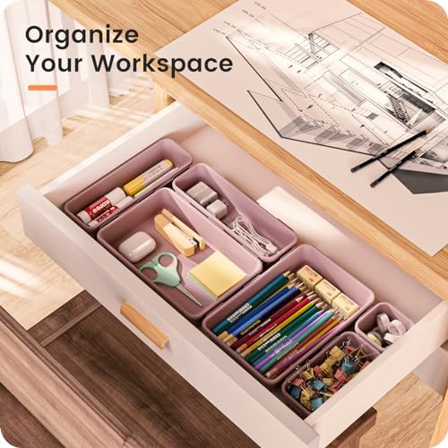 A-LuGei 【Military Grade】 Drawer Organizer for Vanity Bathroom Makeup Desk