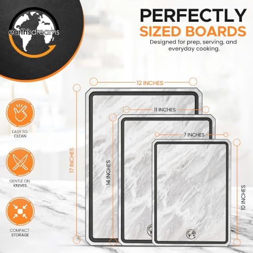 Composite Wood Cutting Board Set of 3, Marble Stone Look