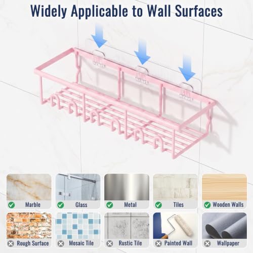 5 Pack Adhesive Bathroom Holders & Dispensers for Kids & Adults, Pink