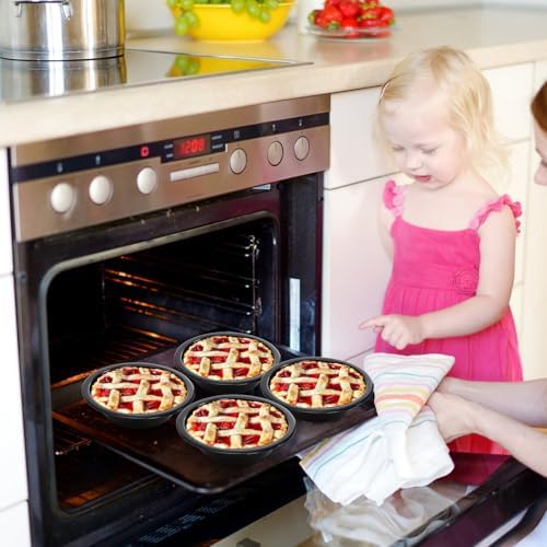 10 Pieces Mini Pie Pans, 5 Inch Individual Small Round Cake Pan, Reusable Nonstick Carbon Steel Pie Tins for Oven and Instant Pot Baking Chicken Pot Pies, Quiches, Fruit Pies (Pack of 2)