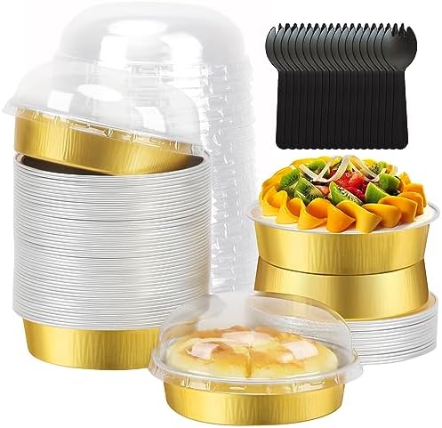 LNYZQUS 8oz Mini Pie Tins with Lids 50 Pack, 4 Inch Individual Cake Pans