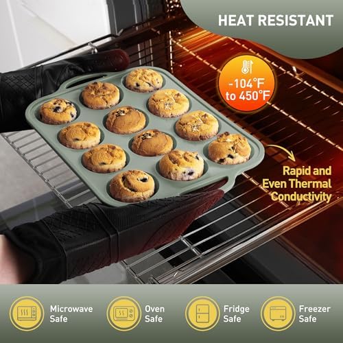 12 Cups Silicone Muffin Pan with Metal Reinforced Frame Cupcake Pan Tray Egg Molds Parents Stepdad Pawpaw Who Want Nothing Everything Future Groom Bride Law Christmas Xmas Happy Birthday Gifts Ideal