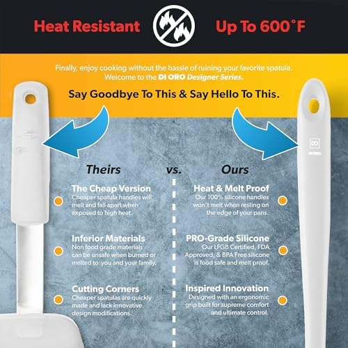 DI ORO Silicone Ladle - Soup & Serving, 600F Heat Resistant, Stone