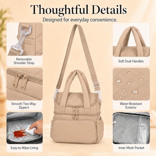 Lunch Bag for Women Large Insulated Lunch Box Double Deck Puffer Lunch Tote