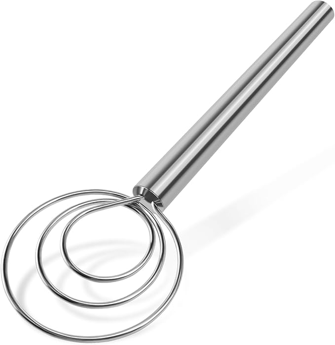 Danish Dough Whisk Stainless Steel Hook Dutch Mixer Tool for Bread Sourdough Baking Mixing with Wooden Handle