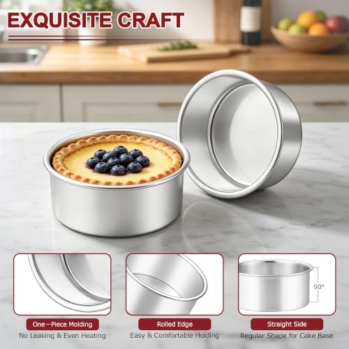 LIANYU 4 Inch Cake Pan Set of 3, Stainless Steel Mini Round Baking Pans