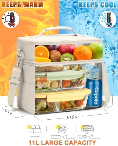 Capolo Lunch Bag for Women Men Insulated Lunch Tote Leakproof Lunchbox Bags