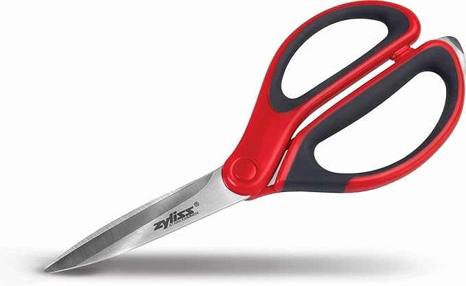Zyliss 2-Piece Stainless Steel Kitchen Scissor & Shear Set – 7" Red & 9" Black – Micro-Serrated Blades, Soft-Touch Grip, Heavy-Duty Hinge & Box Cutter – Food Prep & Household Use Durable & Versatile