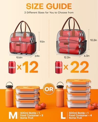 HOTOR Lunch Bag Women Men Insulated Lunch Box Beige Colorful Floral 10L