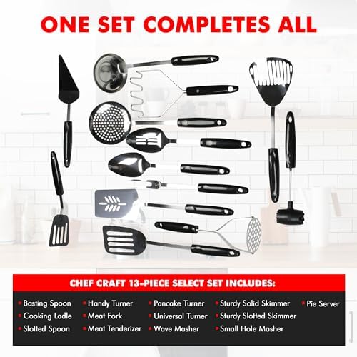 Chef Craft Select Slotted Sturdy Skimmer, 13 inch, Stainless Steel