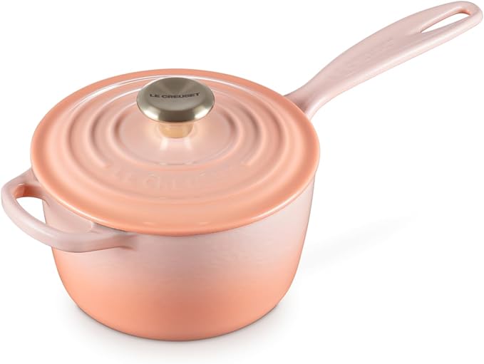 Le Creuset Enameled Cast Iron Signature Round Saucepan with Lid, 1.75qt., Peche