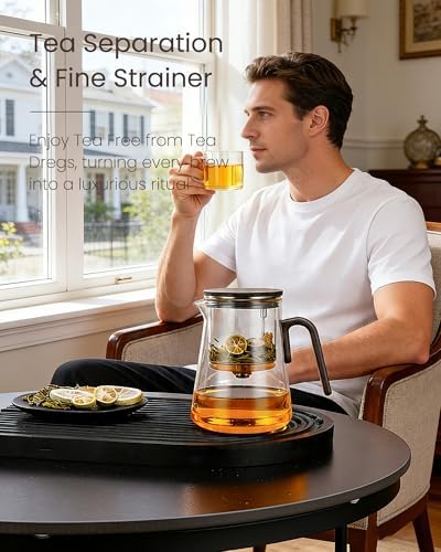 ZENS Magic Teapot with Infuser and Magnetic Lid for Loose Tea Maker, 34oz