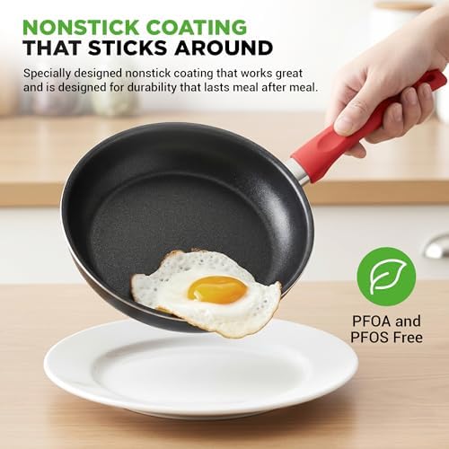 NutriChef 21-Piece Nonstick Cookware Set - PTFE/PFOA/PFOS Free Heat Resistant Lacquer Kitchen Ware Pots Pan w/ Cool-Touch Handles, Saucepan, Fry Pans, Lid, Bakeware, For Gas Electric Ceramic Cooktops