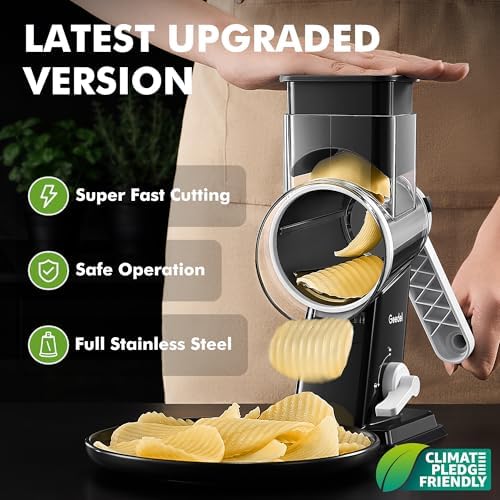 Geedel Upgraded Rotary Cheese Grater Hand Crank, Vegetable Shredder Slicer