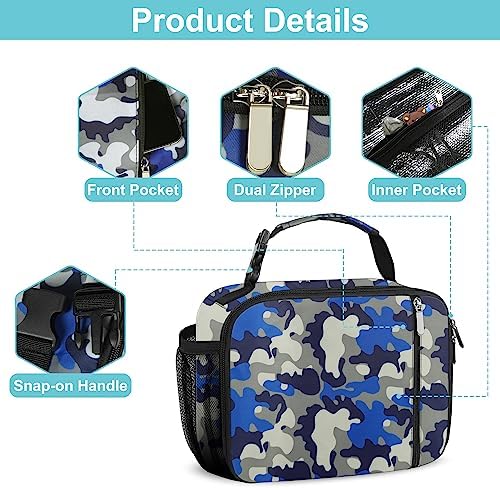 esouler Lunch Box Kids Insulated Lunch Bag for Boys & Girls Durable Children Lunchbox for School with Water Bottle Holder-Camouflage