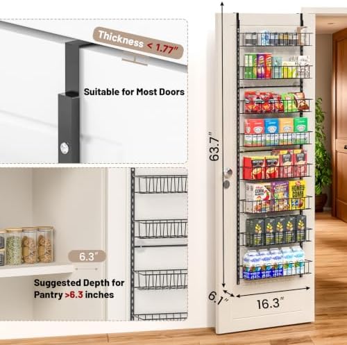 ElegantArray 8-Tier Pantry Door Organizer, Black