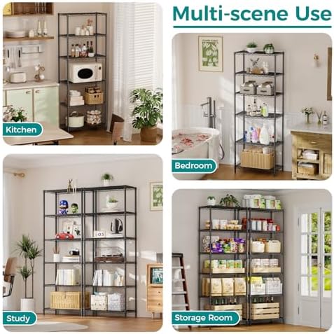 SINGAYE 6 Metal Shelves Wire Shelving Storage Shelf Adjustable Unit Pantry