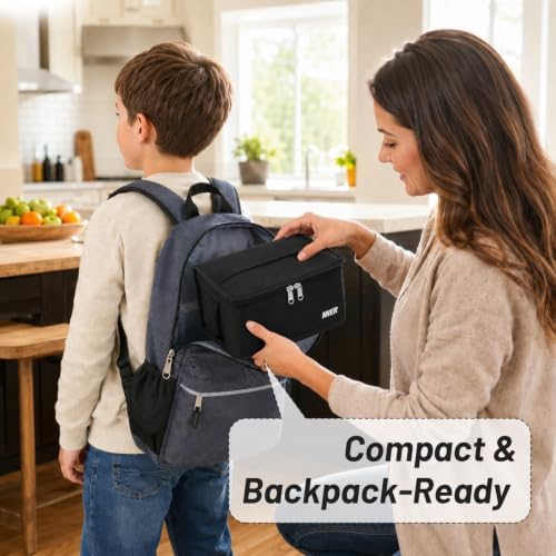 MIER 9-Can Mini Lunchbox Cooler Small Lunch Box Bag for Kids Adults, Black