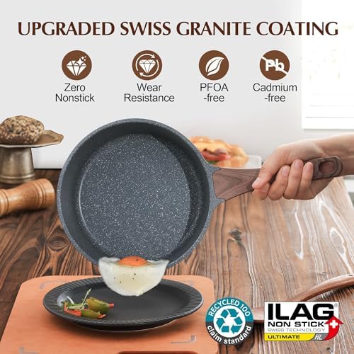 SENSARTE Nonstick Sauce Pan Set with Lid, 2+3 Quarts, PFOA/PFOS Free