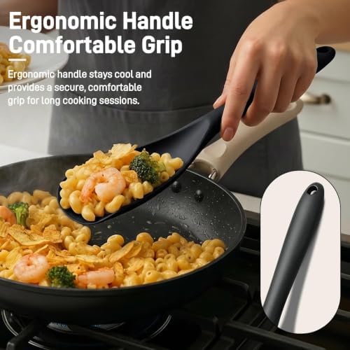 3 PACK Silicone Cooking Spatula & Spoon for Nonstick Cookware