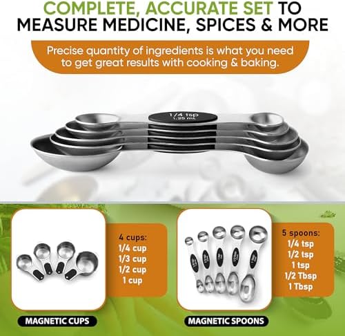 Spring Chef Magnetic Measuring Cups & Spoons Set of 9 with Leveler, Black
