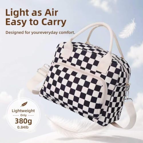 LOVELYWIND Large Insulated Lunch Bag For Women, Black White Lunch Box 12L