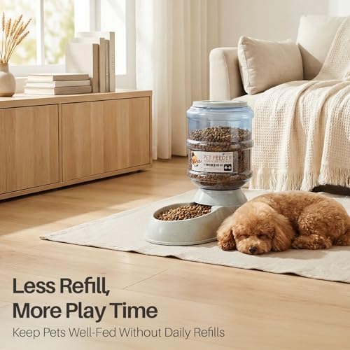 Flexzion Gravity Pet Feeder, Dog and Cat Food Dispenser, 1-Gallon Capacity