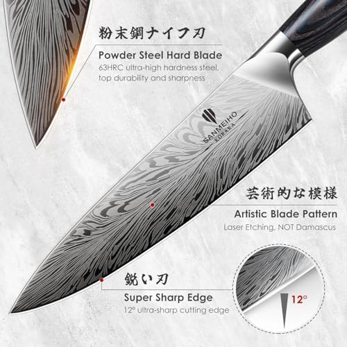 3PCS Kitchen Knife Set,Chef Knife Sets in Powder Steel