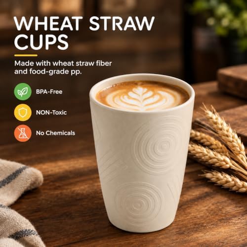 Wheat Straw Cups 16 OZ, Plastic Drinking Glasses (Multicolor)